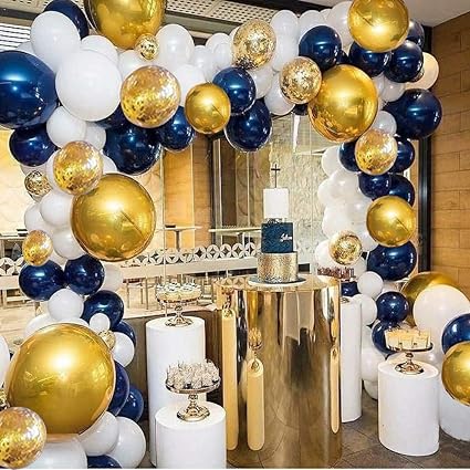 Balloon Arch Garland Kit Navy Blue And White Balloons Metallic