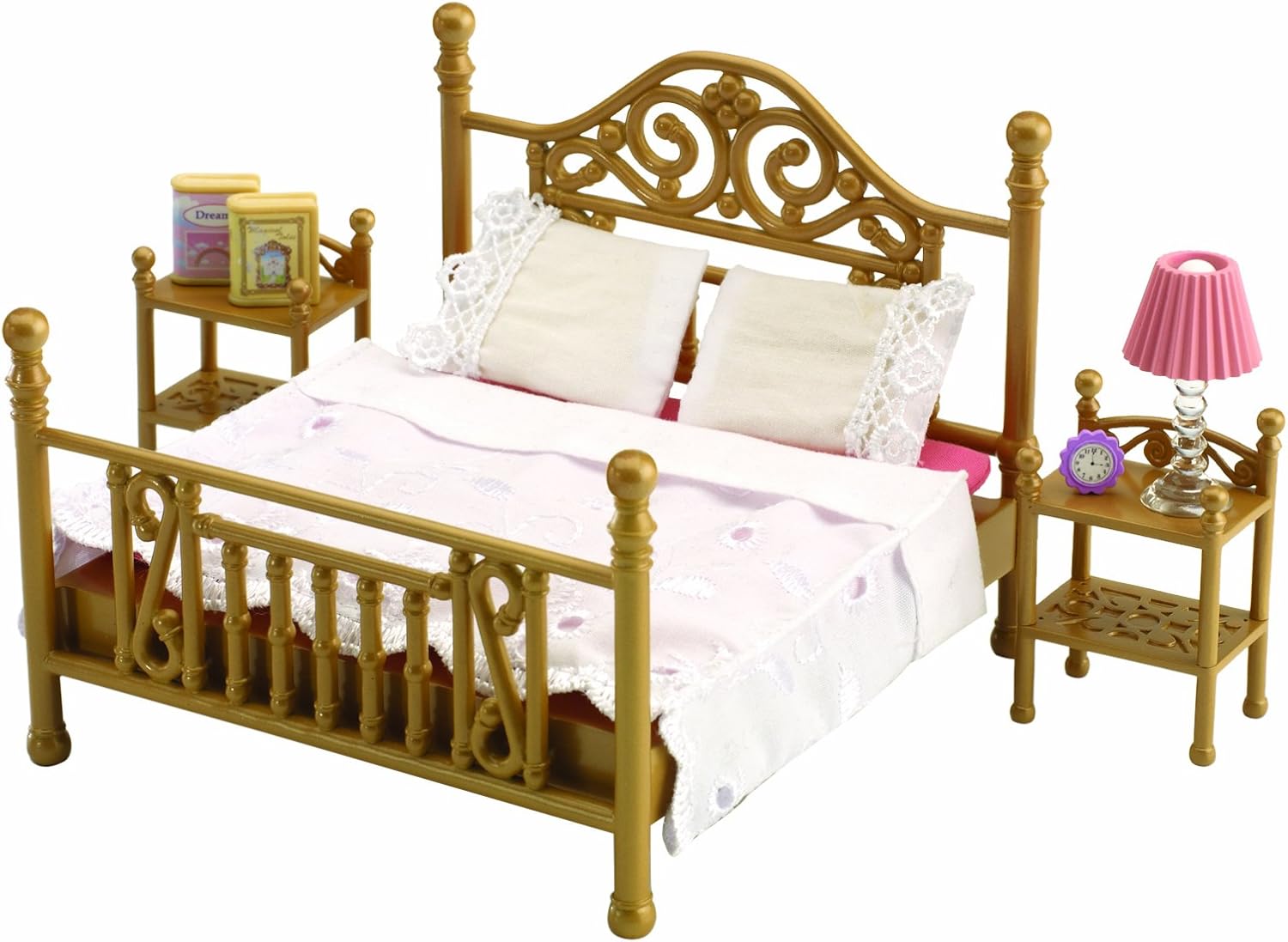 Amazon シルバニアファミリー 豪華なダブルベッド サイドテーブル付き 人形 ドール おもちゃ