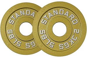 NEXO FITNESS Gold Finish Olympic Steel Plates - Pairs and Sets 2 Inch Barbell Standard in Premium Gold for Weight Lifting