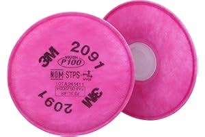 3M P100 Respirator Filter 2091, 50 Pairs, Helps Protect Against Oil and Non-Oil Based Particulates, Lead, Asbestos, Arsenic, MDA
