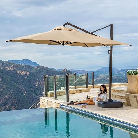 Amazon Com Portofino 12 Grand Resort Sunbrella Fabric Umbrella Beige Garden Outdoor