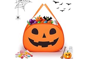 YOHOOLYO 95L Large Cute Halloween Pumpkin Boo Basket with Handles, Trick or Treat Candy Bucket Bag, Halloween Decor for Kids, Candy Buckets & Tote Bags for Party Favor Supplies