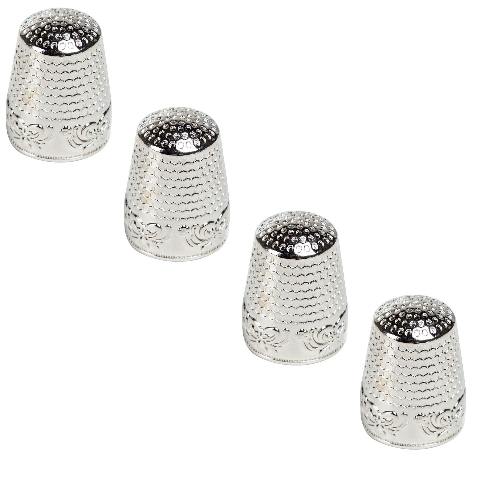 4 Pieces Sewing Thimble, Metal Sewing Thimble Finger Protector, Accessories DIY Sewing Tool, Silver