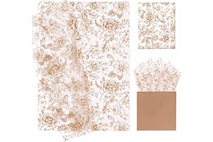 MUNILAIL 100 Sheets Brown Floral Tissue Paper 14 x 20 Inches Vintage Gift Wrapping Paper for Birthday Gift Packing Crafts