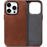 KORDIZ Handcrafted Genuine Leather Case for iPhone 16 Pro, Oil Wax Full-Grain Leather, Compatible with MagSafe, Camera Control Button, Metal Buttons, (6.3"), Dark Brown