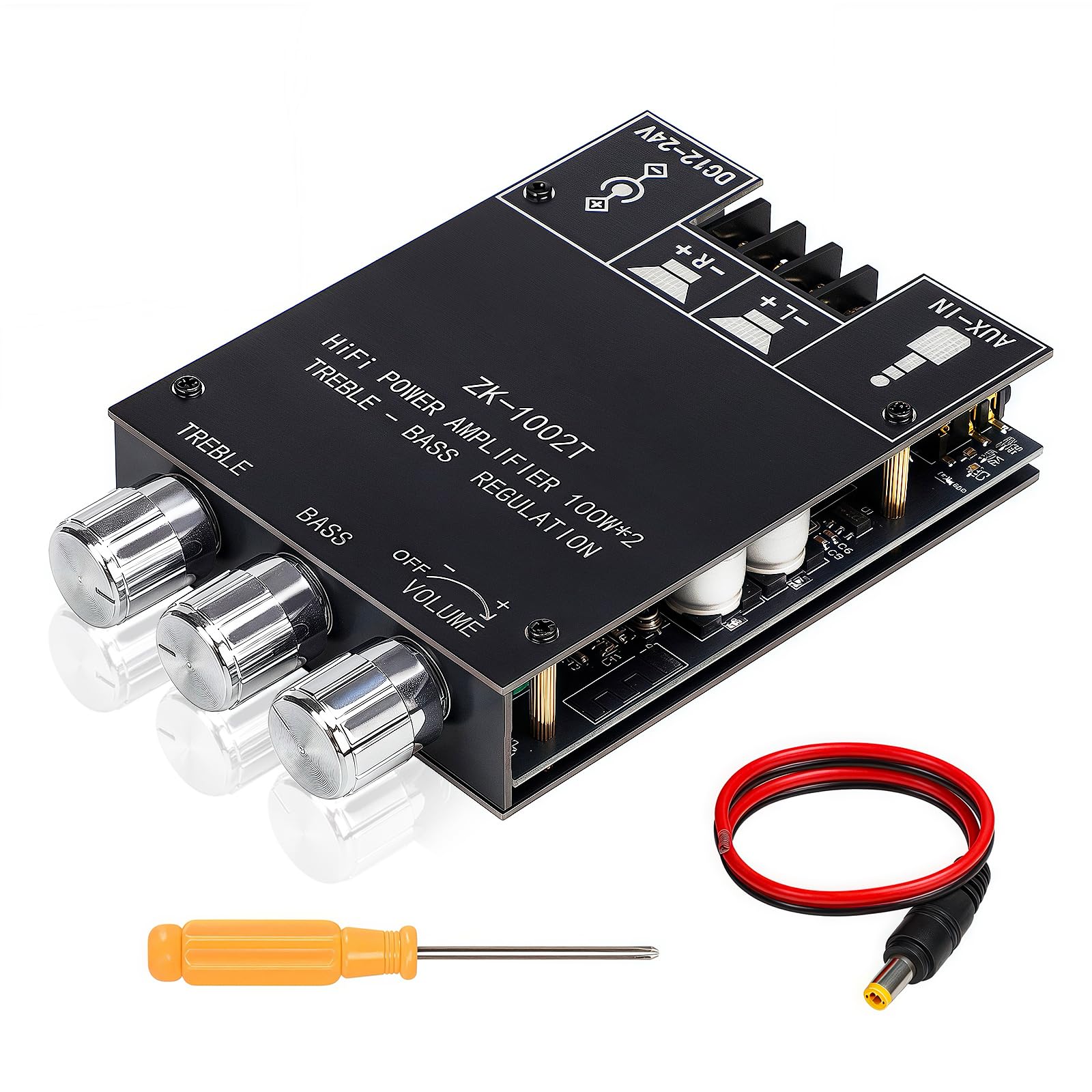 Photo 1 of Cozychord ZK-1002T Bluetooth 5.0 Stereo Amplifier Board, 200W HiFi 2.0 Channel Mini Audio Amp Module with Treble & Bass Control, AUX Input, DC 12V-24V for DIY Speakers,Home Audio