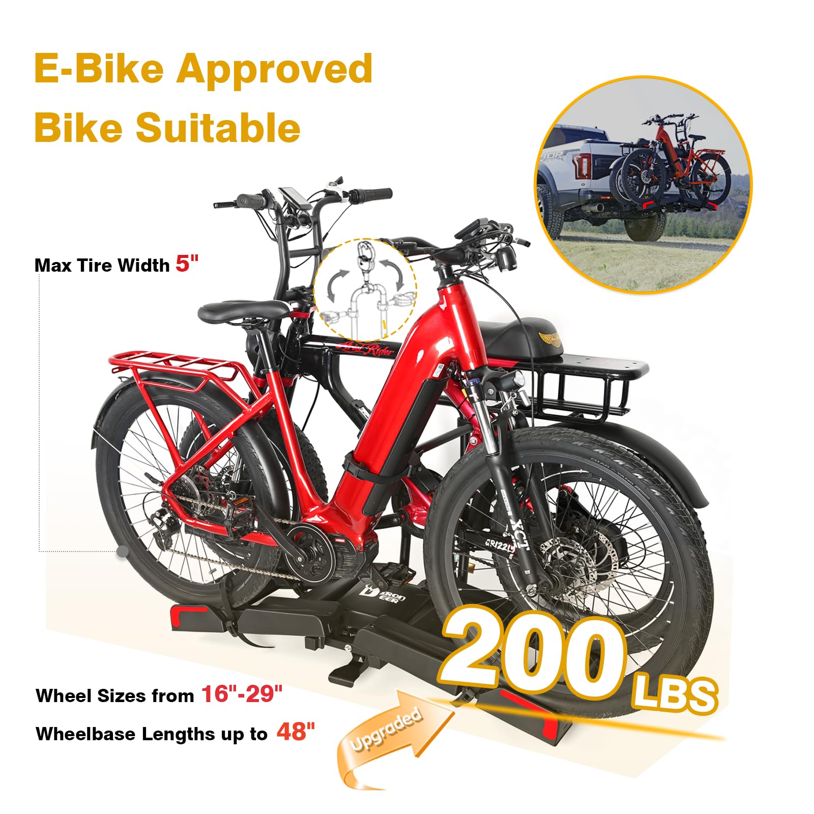 E Bike Rack Ramp Mua Eco Pro Upgraded 200lbs EBike Rack with Ramp for 2 E-Bikes, Hitch ...