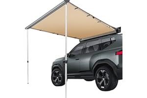 XPORTION Vehicle Awning, 6.6FTx8.2FT Pop Up Car Awning, Rooftop Pullout UPF50+ Side Awning, Weatherproof, Retractable Car Awning for Jeep/SUV/Truck/Van