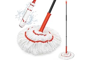 TidyBliss Self Wringing Twist Mop for Floor Cleaning, 57.5 inches Long Handle String Mop with Wringer, Washable Microfiber We