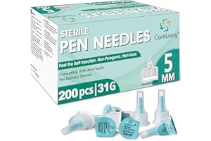 CareLiving Insulin Pen Needles 33G 5 mm (3/16”), 200 Count, Diabetic Needles for Insulin Injections, Compatible with Most Diabetes Pens