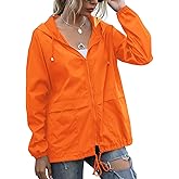 PESION Women's Waterproof Raincoat Lightweight Rain Jacket Hooded Windbreaker with Pocket for Outdoor