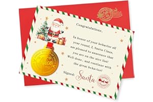 PAIVSUN Santa Nice List Medal Certificate, Good Behavior Certificate from Santa, Santa Certified Nice List Medal Gifts for Christmas Eve Box Filler Christmas Keepsakes Party Favor Decor