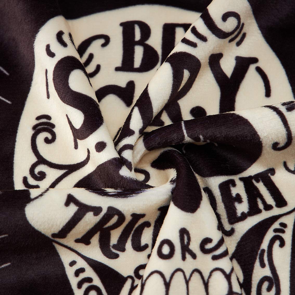 TUONROAD Trick or Treat Novelty Breathable Throw Pillow Happy Halloween Skull Be Scary Spider Printed Pillowcase Insert Original Black Soft Velvet Zipper Hidden Fluffy Cushion for Theme Party Decor