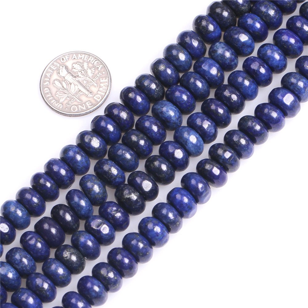 Sweet & Happy Girl's Store 5x8mm Rondell Gemstone Lapis Lazuli Beads Strand 15 Inch Jewellery Making Beads