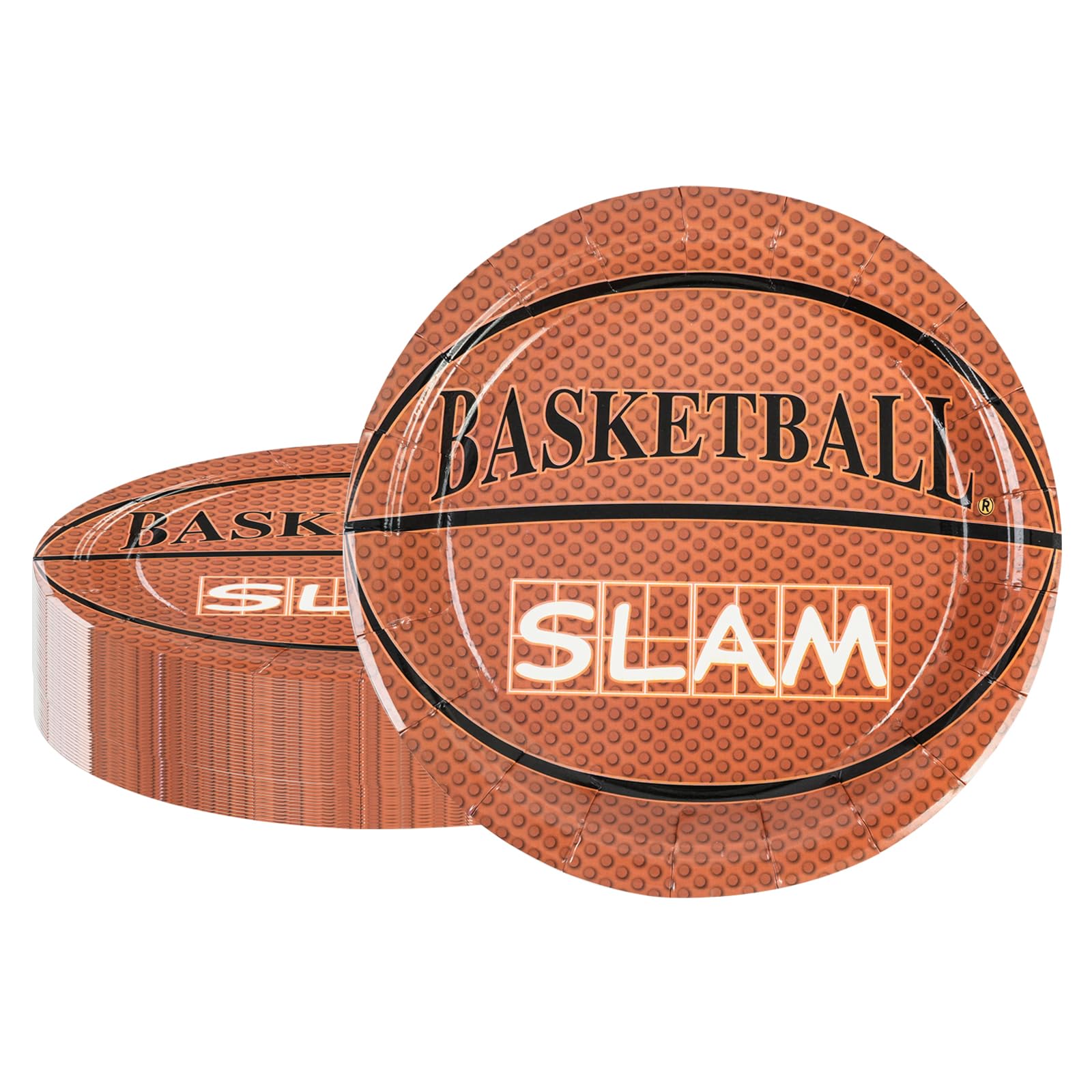 50PCS Basketball Party Paper Plates - 7Inch Round Dessert Plates for Cake Salad Fruit Pizza Disposable Sport Themed Decoration Supplies for Basketball Fan Sports Event, Birthday Party