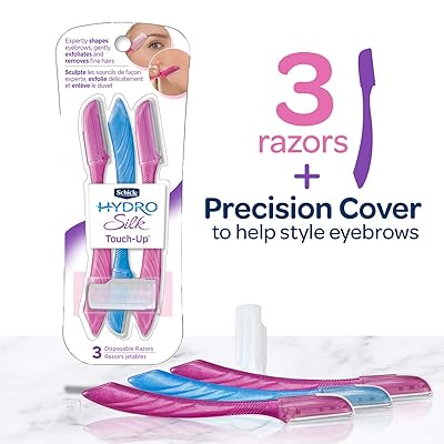 photo Schick Hydro Silk Touch Up schick hydro silk touch up multipurpose exfoliating dermaplaning tool eyebrow razor and facial razor with precision cover 3 count packaging may