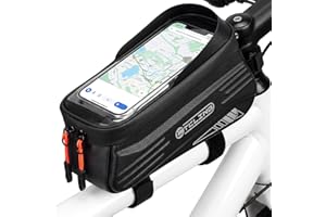 WOTOW Bike Phone Frame Bag - 1.9L Waterproof EVA Hard Shell Bicycle Top Tube Bag with TPU Touch Screen, Bike Accessories Comp