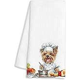 FTKBGHY Funny Yorkie Gifts Kitchen Towels, Yorkie Gifts for Women Men, Cute Yorkshire Terrier Chef Decorative Dish Hand Tea Towels for Kitchen, 16x24 Inch