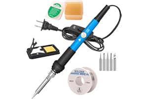 LDK 60W Soldering Iron Kit, 110V Soldering Iron with 5 Solder Tips, Solder Wire, Adjustable Temperature Solder Welding Tools, Fast Heating, Electronic Repair, Permanent Jewelry Starter Kit