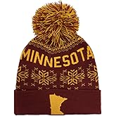 Minnesota Sports Themed Ribbed Knit Beanie Hat with Pom Pom for Men & Women