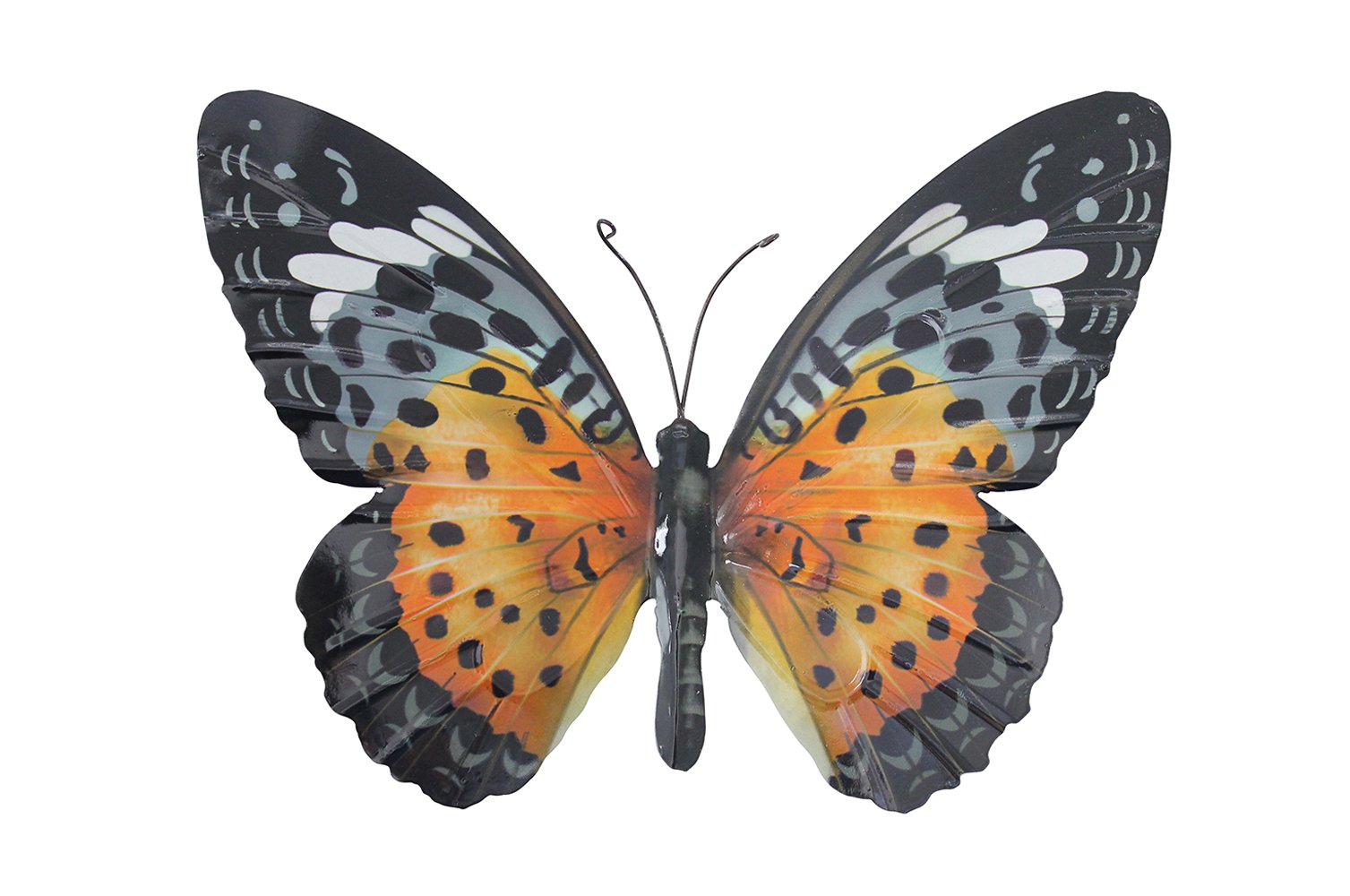 Large Metal Butterfly Orange and Black Outdoor Garden Home Decoration Wall Art by Primus