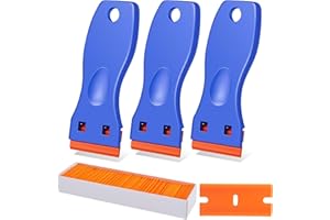 33Pcs Plastic Razor Blade Scraper, 3PCS Scraper Tool with 30PCS Plastic Blades， Forwithout Scratches Tool for Adhesive Remove