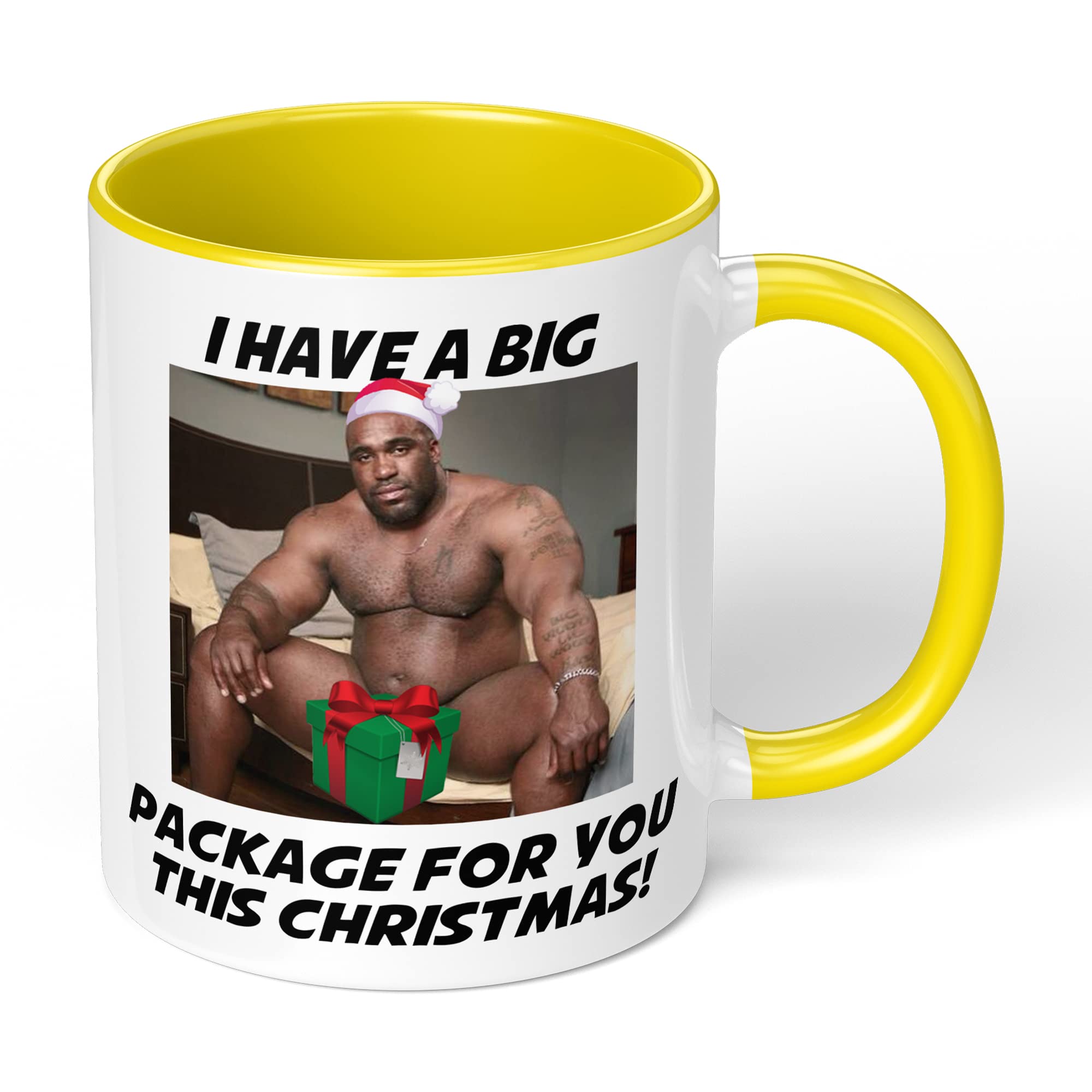 Print Maniacs Barry Wood 11oz Mug Secret Santa Stocking Women Girls Her Hot Coffee Tea Xmas Present Adult Joke Funny Rude Naughty Big Package Mug (Yellow Fill)