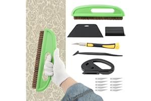 KRYSLANIX 26PCS Wallpaper Smoothing Tool,Wallpaper Tool Kit with Felt Squeegee,Craft Knife,Wallpaper Brush,Wallpaper Scraper Tool,for Peel&Stick Wallpaper,Window Tint Film,Wallpaper Adhesive