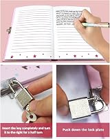 GINMLYDA Pink Secret Diary for Girls 7x5.25 in 160 Lined Pages Lock Sequin view 4