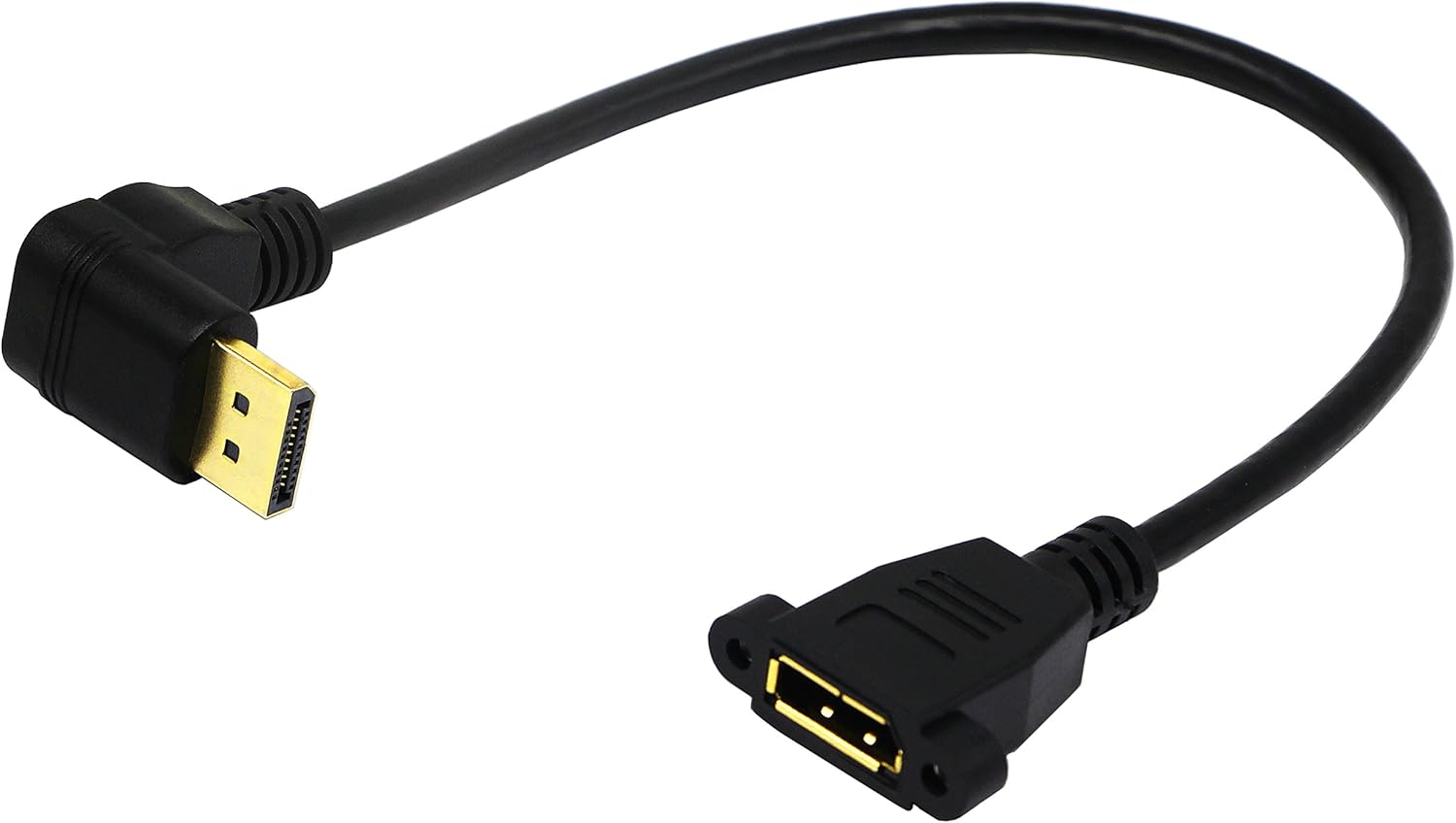 zdyCGTime Gold Plated 90 Degree Angled Down Displayport Male to Panel Mount Displayport Female Audio and Video Extender Adapter Cable,DP to Panel Mount DP Cable.(30 CM/12inch)