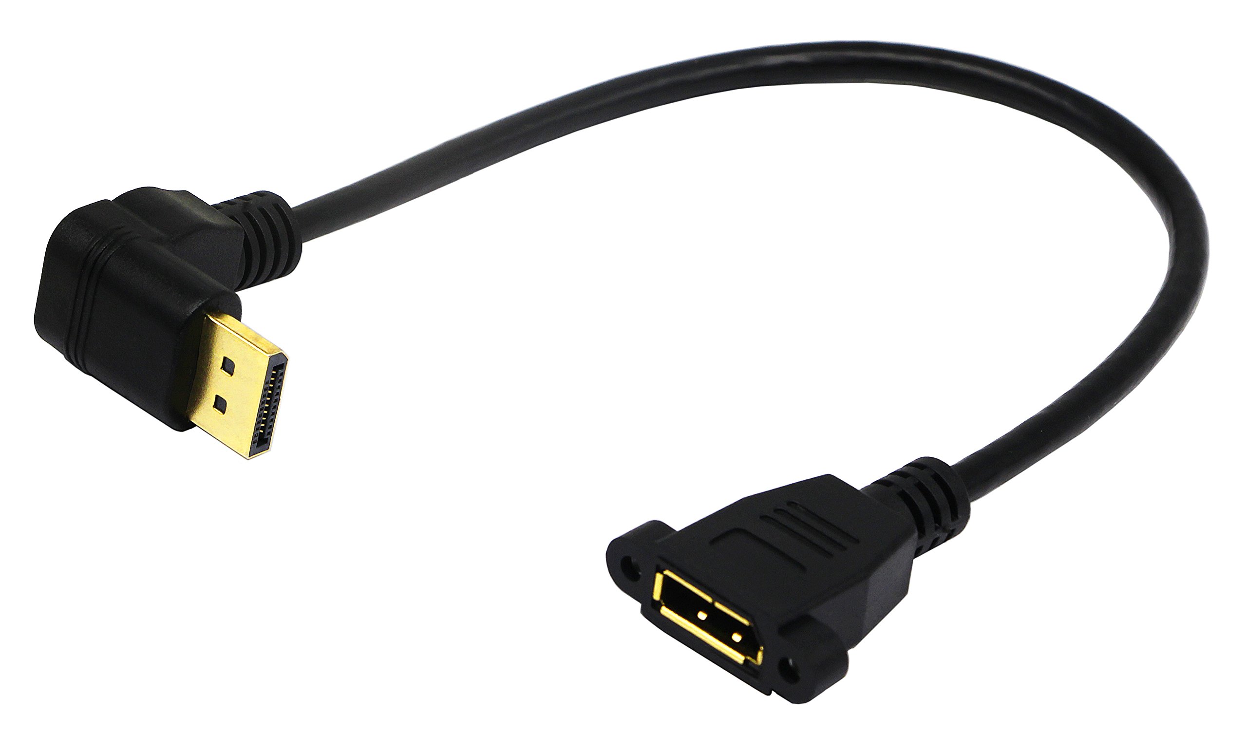 zdyCGTime Gold Plated 90 Degree Angled Down Displayport Male to Panel Mount Displayport Female Audio and Video Extender Adapter Cable,DP to Panel Mount DP Cable.(30 CM/12inch) — image 1