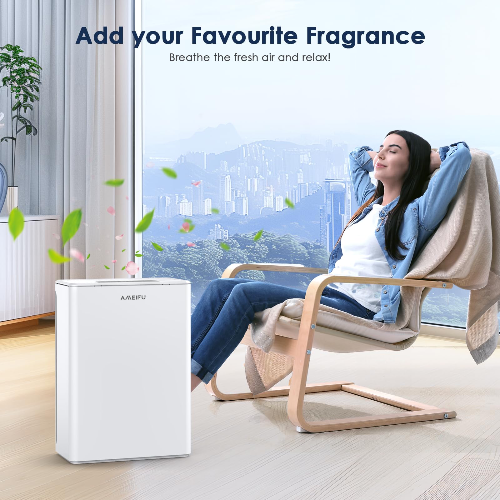 AMEIFU Air Purifiers for Home Large Room up to 2300sq.ft, H13 True Hepa Air Purifiers for Pets Hair, Dander, Smoke, Pollen, 3 Fan Speeds, 5 Timer Air Cleaner
