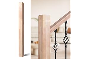 Tristcily 3.5" x 47" Rubber Wood Stair Newel Post with a Single Groove Notched Newel Wood Balusters for Staircase Indoor and Outdoor Railing Newels for Stair Handrails(1 Pcs)