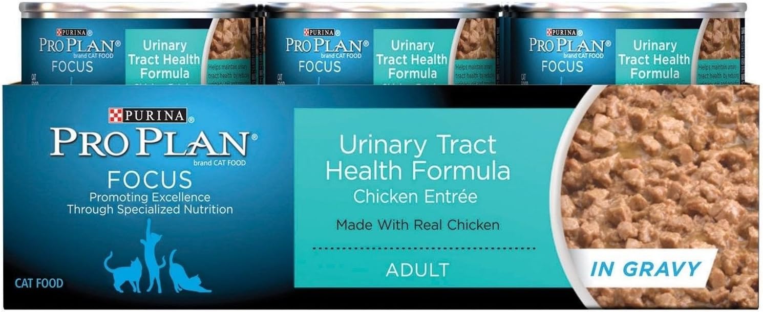 Purina Pro Plan Urinary Tract Health Gravy Wet Cat Food, FOCUS Urinary Tract Health Formula Chicken Entree, 3Oz (Pack of 24) : Canned Wet Pet Food : Pet Supplies