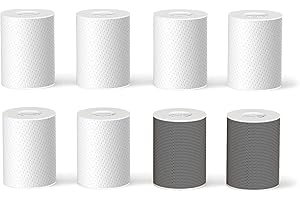 Frizzlife FF1080 Faucet Extender 8pcs Replacement Cartridge, 2pcs Carbon Fiber and 6pcs PP Cotton Filter for FF1080, FF1080-EX, FF1440 Sink Faucet Water Filter