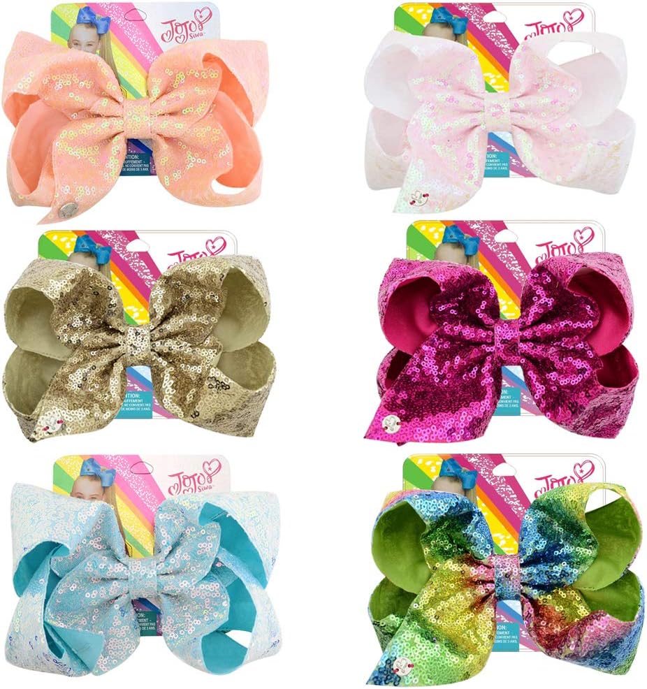 Choicbaby 8 Inches Big Hair Bows Alligator Clips for Girls 6pcs Large Bows Hair Barrettes Accessories for Toddler Teens Kids (01)
