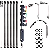 Xiny Tool Pressure Washer Extension Wand, 10 Pack Power Washer Lance with 6 Atomization Nozzle Tips,1 Gutter Cleaner Attachment Curved Rod, 1/4" Quick Connect, 4000 PSI