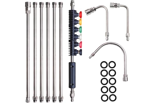 Xiny Tool Pressure Washer Extension Wand, 10 Pack Power Washer Lance with 6 Atomization Nozzle Tips,1 Gutter Cleaner Attachme