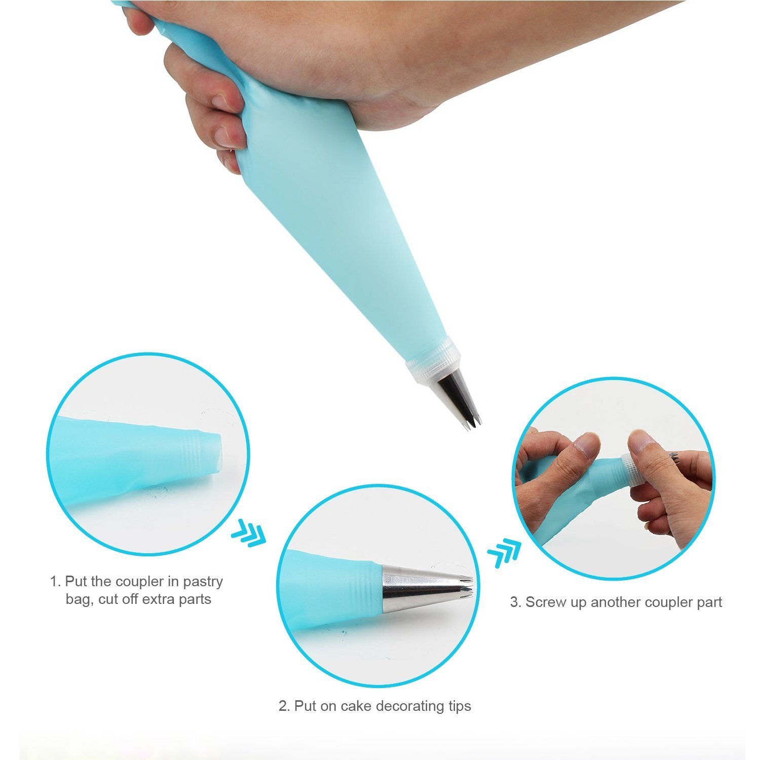 Cake Decorating Set,WERTIOO 51 Pieces Icing Piping Tips Set,Including 36 pcs Stainless Steel Piping Nozzles Tips with Storage Case, 2 Reusable Piping Bags,2 Couplers,10 Disposable Piping Bags