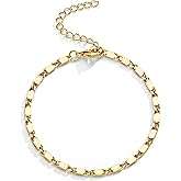 Extra Large Anklets for Women Large Ankle, 14K Real Gold Stack Anklets for Women Waterproof, 10"+2" Adjustable Non Tarnish Large Ankle Bracelets for Women Big Ankles, Ankle Bracelets Set Vacation Jewelry