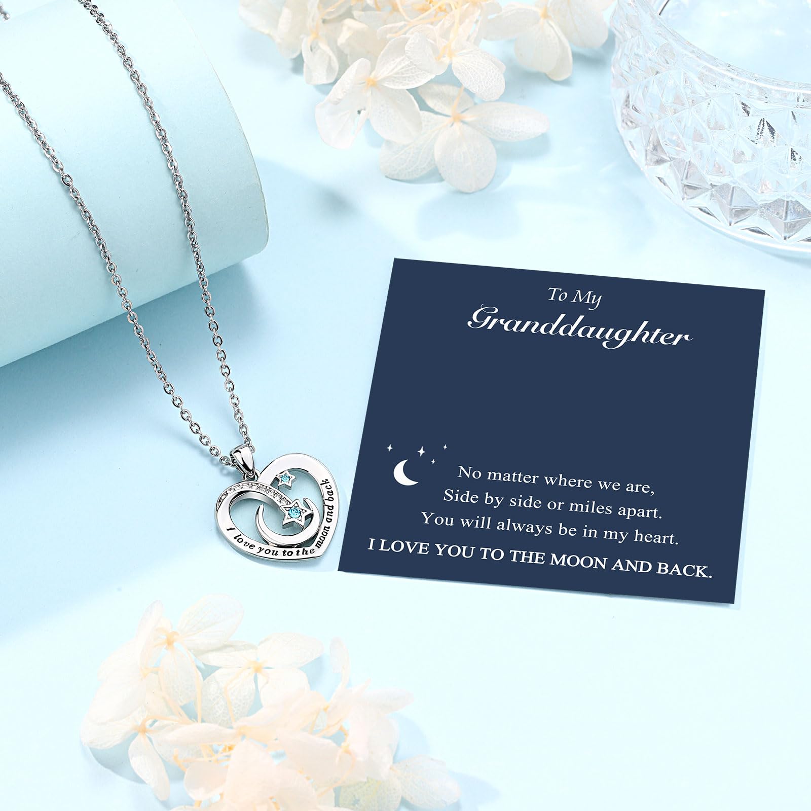 UPROMI To My Granddaughter/Daughter/Niece Gifts Necklace, Valentines Christmas Birthday Gifts, I Love You to The Moon and Back
