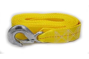 CUSTOM INSTALL PARTS Yellow Trailer Winch Replacement Strap 2" x 20' and Safety Hook for Large Boats, Jet Ski, Wave Runner, Towing, Heavy Duty Equipment or Flat Bed Tie Down (Up to 10,000 lbs)