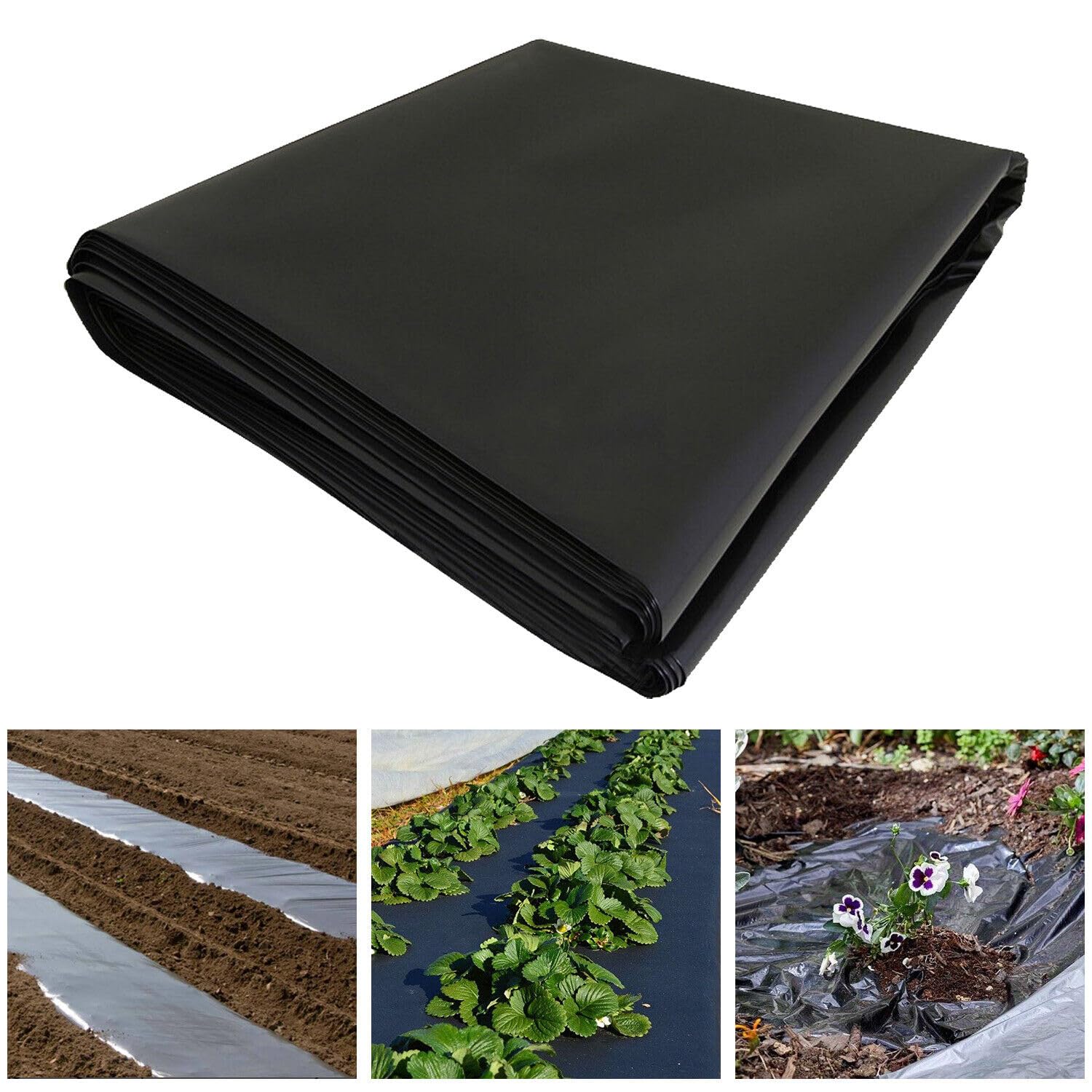 THE DEGGIE 2M x 1M Black Heavy Duty Plastic Sheeting, 2 Metres Wide 500G / 125mu Thick Strong Polythene Sheets for Garden, DIY, Yard, Construction, Builders Work