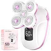 Electric Razors for Women, Rechargeable Rotary Painless Shaver for Legs Bikini Facial Hair Removal, Body Wet/Dry Razor Water Resistant Grooming Kit, Cordless Womens Trimmer for Grooming (Cherry)