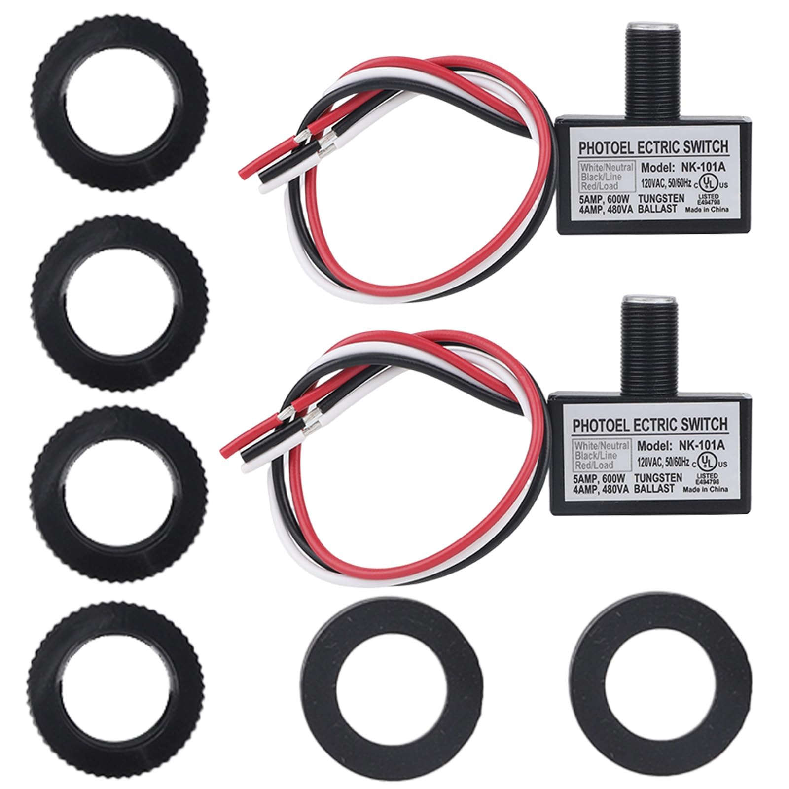 Photo 1 of 2pcs 105V-130V AC Photocell Light Sensor, Dusk to Dawn Eye Daylight Control Switch Sensor with Nuts and Washer for Outdoor Lighting Photoelectric