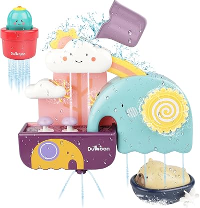 GILOBABY Bath Toys Set Waterfall Gears Bear Cactus Suction Cup 6M+