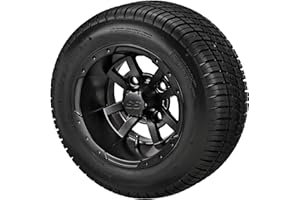 RM Cart 10" Maltese Cross Matte Black on 205/50-10 Deli Low Pro Tire (Set of 4), Golf Cart Tires and Wheels Combo, Durable and Fits Standard Lug Nuts