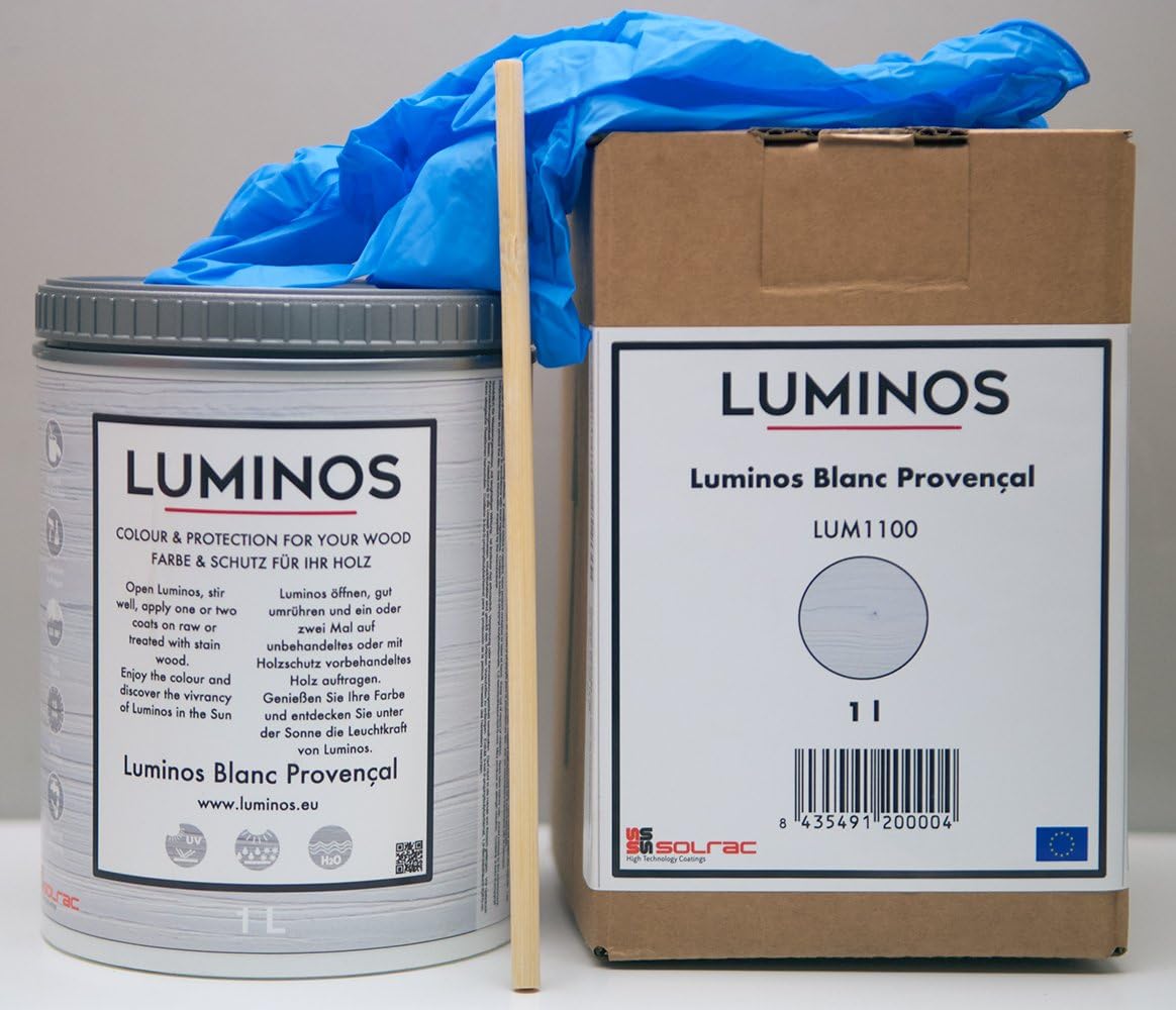 Luminos LUM1100 - Blanc PROVENÇAL - Water-Based Wood Stain Protector BIO- White 1L, White Provence - Image 3