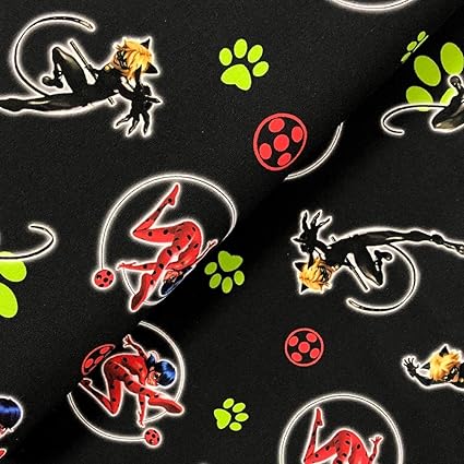 Swafing Gmbh Licensed Jersey Miraculous Lady Bug Cat Noir On Black Fabric Sold By The Metre 0 5 M X Vb Amazon Co Uk Kitchen Home