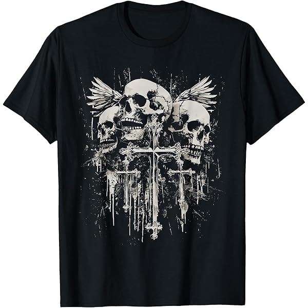Amazon.com: Emo Y2K Grunge Aesthetic Alt Goth Skull Cross Gothic T